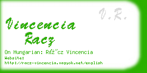 vincencia racz business card